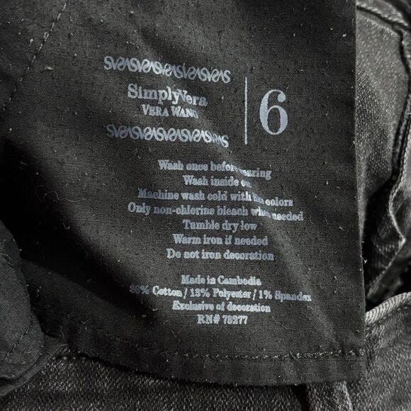 Simply Vera Vera Wang | Women's Black Denim Casual Jeans Size 6 - Picture 8 of 12